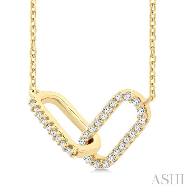 1/8 Ctw Single Cut Diamond Interlocked Paperclip Fashion Petite Pendant With Chain in 10K Yellow Gold