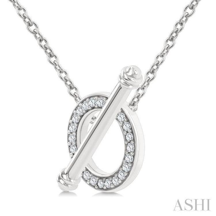 1/8 Ctw Circle Toggle Single Cut Diamond Fashion Necklace in 10K White Gold