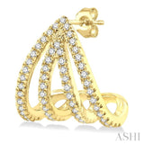 1/3 Ctw Petite Claw Round Cut Diamond Fashion Stud Earring in 10K Yellow Gold