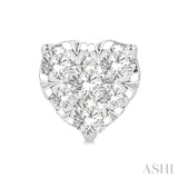 1/3 Ctw Heart Shape Lovebright Round Cut Diamond Stud Earring in 14K White Gold