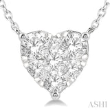 3/4 Ctw Lovebright Diamond Heart Pendant With Chain in 14K White Gold