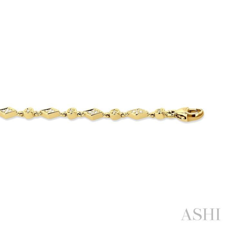 1/4 Ctw Art Deco Kite Round Cut Diamond Fashion Tennis Bracelet in 10K Yellow Gold