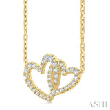 1/4 Ctw Interlocked Heart Round Cut Diamond Fashion Pendant With Chain in 10K Yellow Gold
