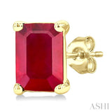 4X3 MM Octagon Shape Ruby Precious Stud Earrings in 14K Yellow Gold