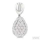 1/3 Ctw Pear Shape Mount Pave Set Single Cut Diamond Fashion Earrings in 10K White Gold