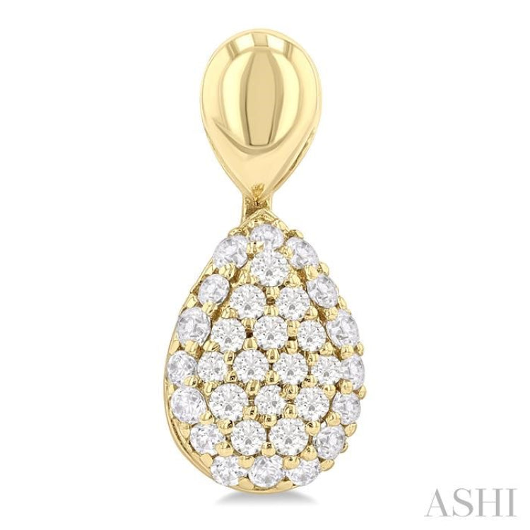 1/3 Ctw Pear Shape Mount Pave Set Single Cut Diamond Fashion Earrings in 10K Yellow Gold