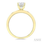 1/20 Ctw Oval Shape Grooved Shank Round Cut Diamond Semi-Mount Engagement Ring in 14K Yellow Gold