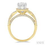5/8 Ctw Marquise Shape Criss-Cross Shank Round Cut Diamond Semi-Mount Engagement Ring in 14K Yellow and White Gold