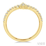 1/3 Ctw Triple Marquise Centerpiece Round Cut Diamond Curved Wedding Band in 14K Yellow Gold
