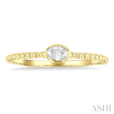 1/6 Ctw Ball Bead East-West Bezel Set Oval Cut Diamond Stackable Petite Fashion Ring in 14K Yellow Gold