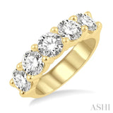 3 ctw 5 Stone Round Cut Diamond Wedding Band in 14K Yellow Gold
