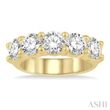 3 ctw 5 Stone Round Cut Diamond Wedding Band in 14K Yellow Gold