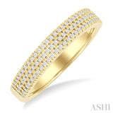 1/4 ctw Triple Row Pave Set Round Cut Diamond Fashion Band in 14K Yellow Gold