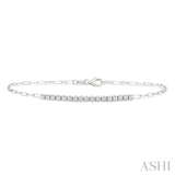 1/2 Ctw Round Cut Diamond Paperclip Chain Bracelet in 14K White Gold