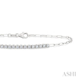 1/2 Ctw Round Cut Diamond Paperclip Chain Bracelet in 14K White Gold