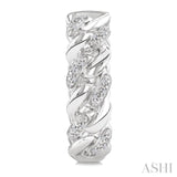 1/10 Ctw Round Cut Diamond Curb & Cuban Earrings in Sterling Silver