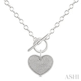 1/10 Ctw Heart Toggle Round Cut Diamond Fashion Necklace in Sterling Silver