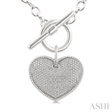 1/10 Ctw Heart Toggle Round Cut Diamond Fashion Necklace in Sterling Silver