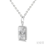 1/10 Ctw Rectangle Fluted Medallion Round Cut Diamond Star of David Pendant With Chain in Sterling Silver
