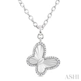 1/10 Ctw Butterfly Fluted Medallion Round Cut Diamond Pendant With Chain in Sterling Silver