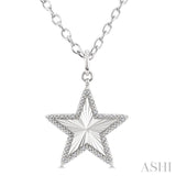 1/10 Ctw Star Fluted Medallion Round Cut Diamond Pendant With Chain in Sterling Silver