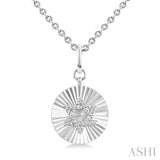 1/10 Ctw Round Fluted Medallion Round Cut Diamond Star of David Pendant With Chain in Sterling Silver
