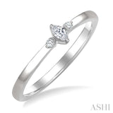 1/10 Ctw Three Stone Marquise and Round Cut Diamond Petite Fashion Ring in 10K White Gold