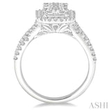 7/8 ctw Round Cut Diamond Octagon Shape Lovebright Ring in 14K White Gold