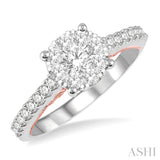 3/4 ctw Round Diamond Lovebright Vintage Solitaire Style Engagement Ring in 14K White and Rose Gold