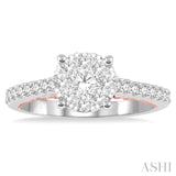 3/4 ctw Round Diamond Lovebright Vintage Solitaire Style Engagement Ring in 14K White and Rose Gold
