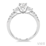 3/8 Ctw Circular Shape Pear & Round Cut Diamond Semi-Mount Engagement Ring in 14K White Gold