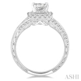 1/2 Ctw Round Diamond Semi-Mount Engagement Ring in 14K White Gold