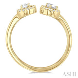 3/8 Ctw Toi Et Moi Pear, Oval and Round Cut Diamond Open Fashion Ring in 14K Yellow Gold