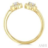 3/8 Ctw Toi Et Moi Pear, Oval and Round Cut Diamond Open Fashion Ring in 14K Yellow Gold