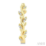 1/10 Ctw Round Cut Diamond Leaf Design Lightweight Hoop Earrings in 10K Yellow Gold