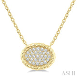 1/5 Ctw Pave Set Oval Shape Round Cut Diamond Fashion Pendant With Chain in 10K Yellow Gold