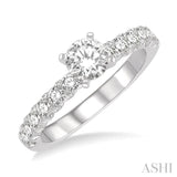 1/2 Ctw Round Cut Diamond Semi-Mount Engagement Ring in 14K White Gold