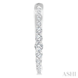 1/2 Ctw Round Cut Diamond Graduated Riviera Hoop Earrings in 14K White Gold