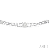 1/2 ctw Round Cut Diamond Lovebright Double Link Chain Bracelet in 14K White Gold