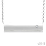 1/50 Ctw Horizontal Bar Round Cut Diamond Fashion Pendant With Chain in Sterling Silver