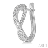 1/6 Ctw Entwined Round Cut Diamond Hoop Earrings in 10K White Gold