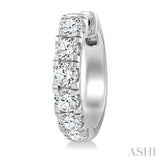 3 Ctw Round Cut Diamond Hoop Earrings in 14K White gold