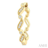1/8 Ctw Wavy Pattern Single Cut Diamond Fashion Hoop Earrings in 10K Yellow Gold