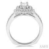 3/8 ctw Diamond Octagon Halo Semi-Mount Engagement Ring in 14K White Gold