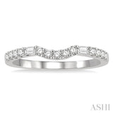 1/4 Ctw Arched Center Baguette and Round Cut Diamond Wedding Band in 14K White Gold