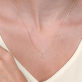 1/20 Ctw Initial 'R' Round Cut Diamond Pendant With Chain in 14K Yellow Gold