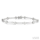 1 1/5 Ctw Lovebright Round Cut Diamond Paperclip Link Bracelet in 14K White Gold