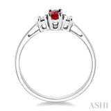 5x3 MM Oval Cut Ruby and 1/20 Ctw Round Cut Diamond Ring in 10K White Gold