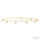 1/10 Ctw Round Charm Round Cut Diamond Station Anklet in 10K Yellow Gold