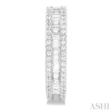 1/2 Ctw Baguette and Round Cut Diamond Fashion Hoop Earring in 14K White Gold